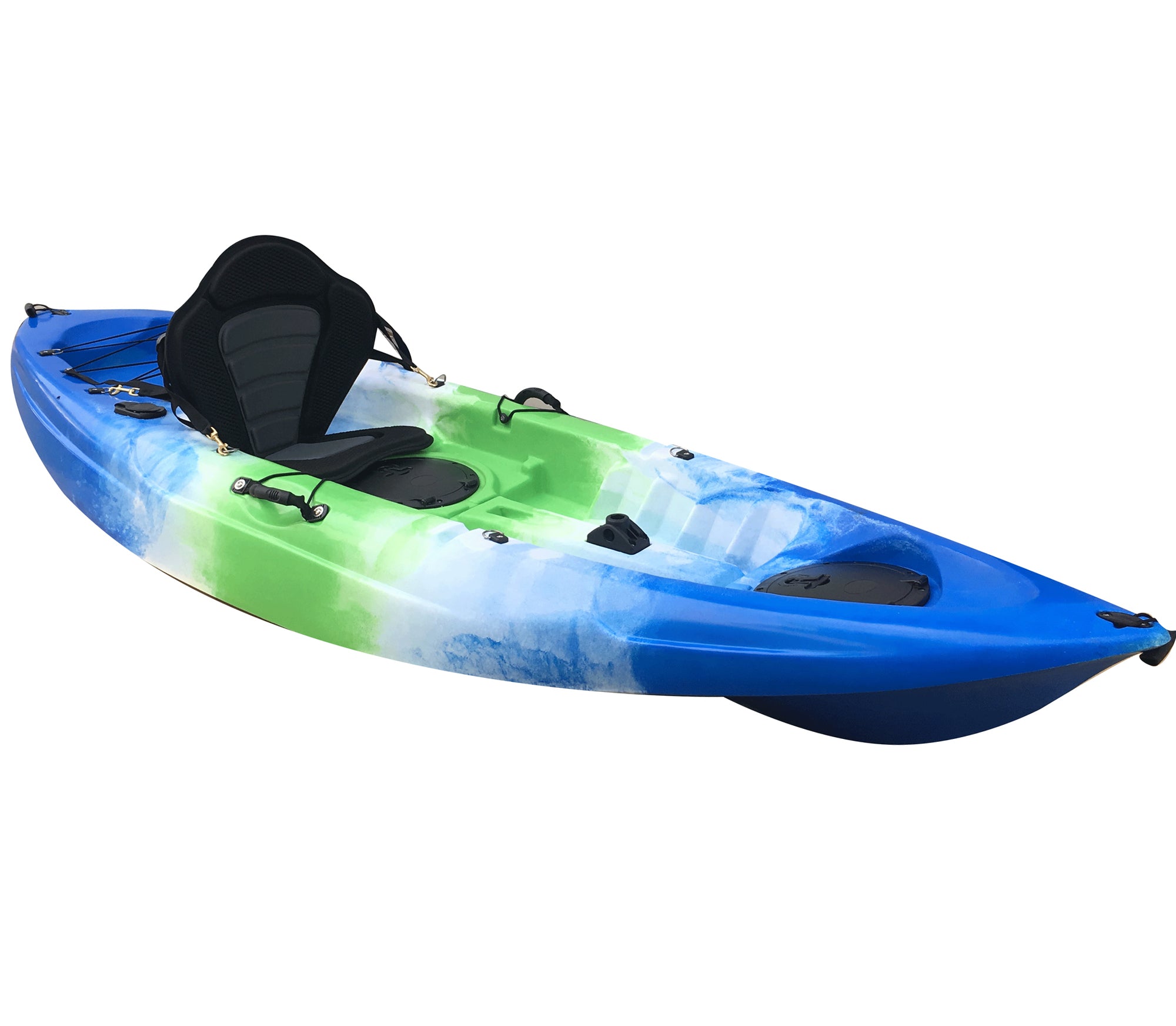 The SkipJak Atlas 2.0 - 9ft Sit On Top Kayak Kayaks Lake Land Kayaks Deep Blue White Green Interval 