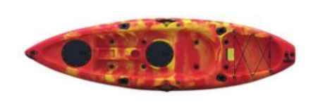 The SkipJak Titan Sit On Top - 9ft 6 inches Lake Land Kayaks Red Yellow Camo 